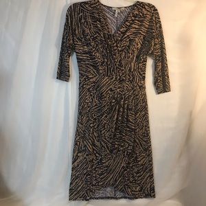 Max and Cleo Navy and Tan Wrap‎ Dress